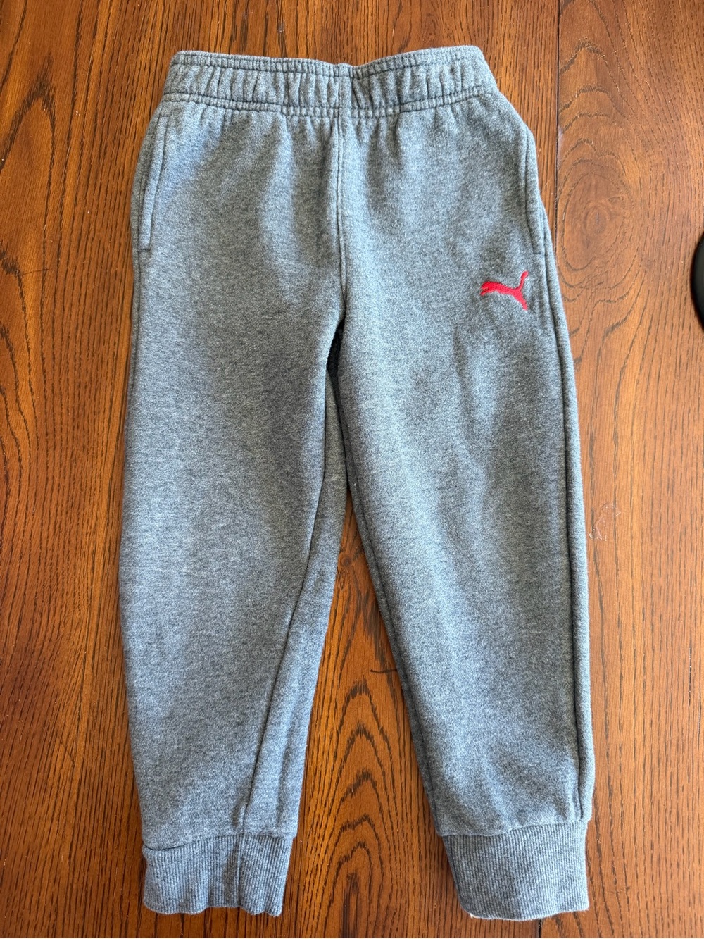 Puma Kids Gray Sweatpants with Red Puma Logo